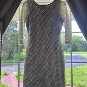 Calvin Klein Sculpted Ribbed Mini Dress 3/4 Sleeves in Ivory Size Medium